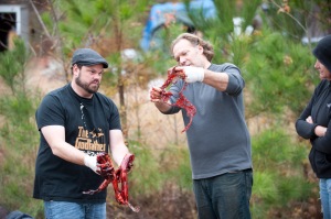 Special Effects Makup Artist Kevin Wasner and Co-Executive Producer/SFX Make-Up Supervisor Greg Nicotero - The Walking Dead - Season 3, Episode 16 - Photo Credit: Gene Page/AMC
